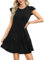 Zeagoo Ladies Dresses UK Causal Puff Sleeve Knee Length Sundress for Women Round Neck Mini Beachdress Black XL