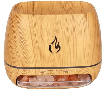 Lampe à sel diffuseur d'huiles essentielles – Diffuseur d'aromathérapie ultrasonique décoratif, humidificateur à roche salée à effet de flamme 3 en 1 | Couleurs étonnantes changeant le diffuseur frais