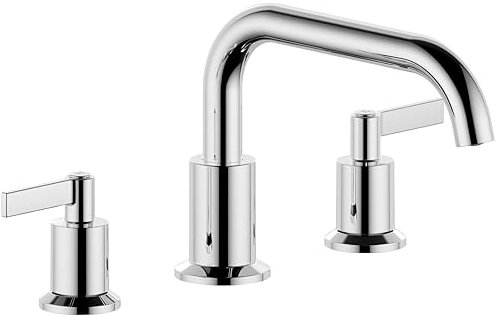 Derengge RF-3055-CP Badewannenarmatur mit Ventil, 2 Griffen, breite Römische Wannenarmatur, 3-Loch-Deckmontage, römischer Badewannenarmatur, poliertes Chrom