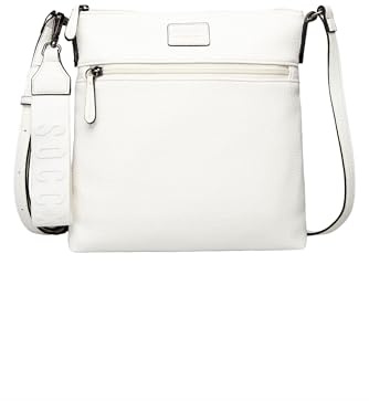 SOCCX Unisex Umhängetasche aus Lederimitat mit Logo-Anhänger White None