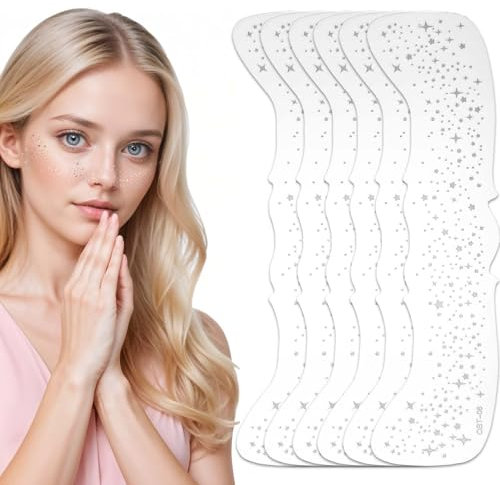 6 Stück Glitzer Gesicht Sommersprossen Tattoo Folie Glitter Freckles Gesichtstattoo Temporäre Tattoos Gesichtstattoo Wasserfeste Make Up Patches Glitzer-Sprenkel-Patches für Das Glitzer-a