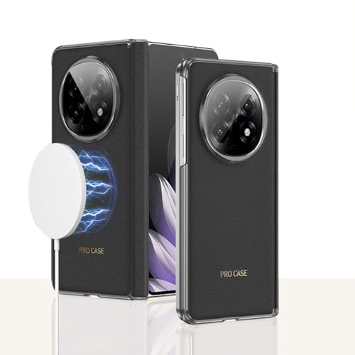 COQUE pour Oppo Find N5, étui de Protection Ultra Fin en Cuir uni avec charnière, Anneau magnétique caché, étui de téléphone Pliable pour Oppo Find N5-Noir