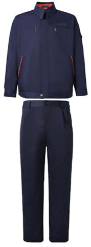 Men's Cotton Welding Work Suit Set Stand Collar Welder Jacket and Pants Industrial Work Clothing(M)