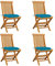 Fasba 4X Teak Massiv Gartenstuhl mit Hellblauen Kissen Klappstuhl Holzstuhl Stuhl Gartenmöbel Stühle Balkonstuhl Terrassenstuhl Essstuhl
