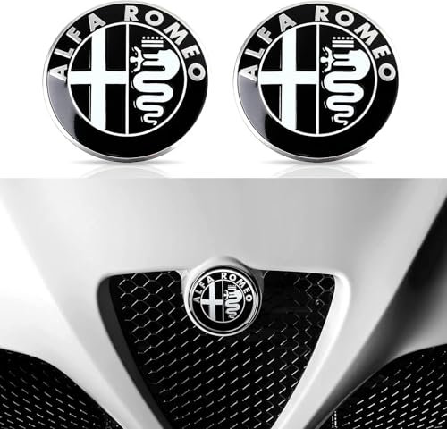 2 Stück 74 mm Logo Emblem Badge Aufkleber für Giulia Giulietta Stelvio Mito Tonale Spider Brera 159 147 156 166 GT Car Styling (schwarz)