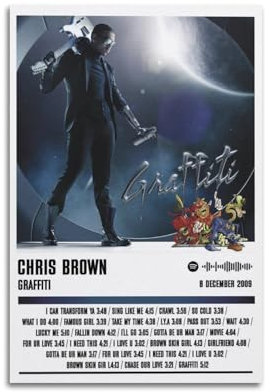 owengo Chris Brown – Graffiti-Album-Poster, 4 Stile-Optionen, Musikalbum-Cover, Wandkunst, Leinwanddruck für Wanddekoration, 60 x 90 cm, ungerahmter Stil