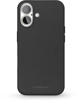 VONMÄHLEN Like Leather Case – Luxuriöse Hülle aus veganem Leder, kompatibel mit iPhone 16 und Mag-Safe, umweltbewusst und elegant - Black