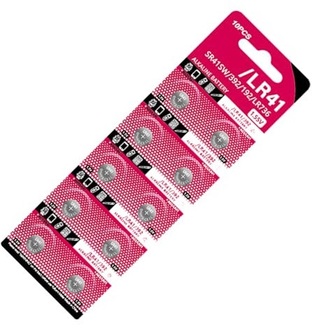 Lot de 10 piles bouton alcalines LR41 1,5 V AG3/192/GP192A/LR736/V3GA pour divers appareils électroniques