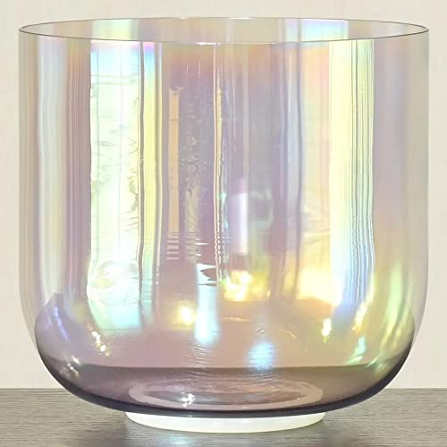 Bol chantant en cristal de quartz transparent avec maillet en daim et joint torique, bol sonore for méditation et bain sonore(B note,6 inch)