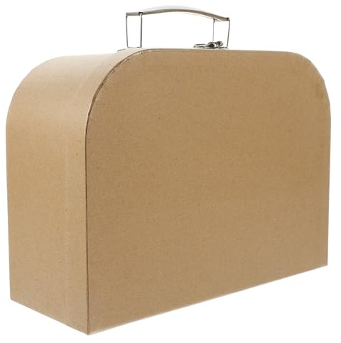Gatuida Kleiner Kraftpapier Handgepäckkoffer mit Tragegriff Verschleißfeste Geschenkbox aus Verdicktem Papierkarton Mehrzweck Aufbewahrungsbox für Hochzeitsgeschenke und Dekoration