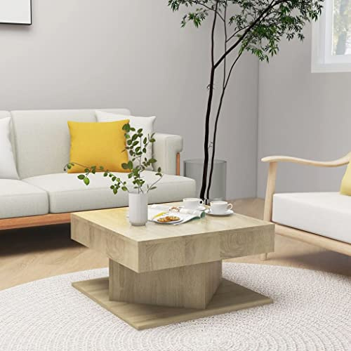 Teenpull Couchtisch Sonoma-Eiche 57x57x30 cm, quadratischer Beistelltisch aus Holzwerkstoff, robuster Kaffeetisch für Wohnzimmer, praktischer Center Table, einfache Montage