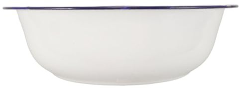 Mipcase Bassine Rétro en Émail Blanc 32cm Bordure Bleue, Bol Multifonction pour Bain de Pieds et Lavage, Design Vintage et Usage Polyvalent la Maison
