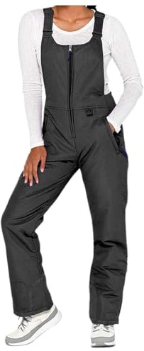 Generico Pantaloni da Sci Impermeabili da Uomo Donna Termici con Cerniera Antivento Pantaloni da Neve Invernali Caldi a Vita Alta Bavaglini da Sci Snowboard Salopette per Escursioni all'aperto Tuta