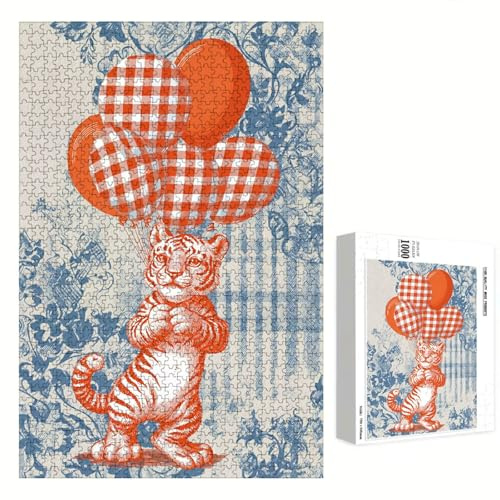 1500 Teile Puzzle für Erwachsene, Tiger & Orange, Robustes Holz Puzzle mit Perfekter Passform,87x57 cm, Inklusive Poster, Geschenk & Achtsamkeit, Wanddeko, Nicht für Kinder unter 14 Jahren P3#752