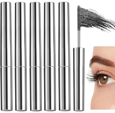 Daozhogo 5 Stück Mascara mit Metallbürste, Iron Eye Mascara, Wimperntusche mit Metallbürste(schwarz)