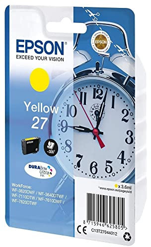 Epson Original 27 Tinte Wecker (WF-3620DWF, WF-3640DTWF, WF-7110DTW, WF-7210DTW, WF-7610DWF, WF-7620DTWF, WF-7710DWF, WF-7715DWF, WF-7720DTWF), gelb