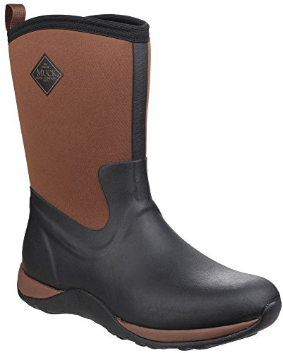 MUCK Arctic Weekend Mid-Height Rubber Womens Winter Boots, Black/Tan, 6