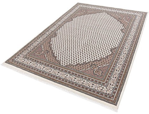 Steffensmeier Orientteppich Mir Royal | Handgeknüpft | 100% Schurwolle | Beige, Größe:: 80x200 cm