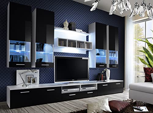 ASM TV-Wandmöbel-Set – Dorade – L 100 cm – 5 Elemente – Weiß und Schwarz