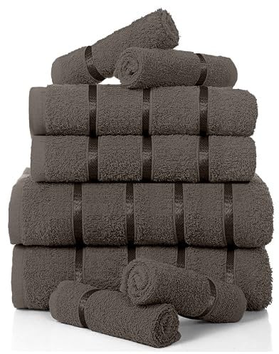 GC GAVENO CAVAILIA Towels Linen Asciugamano, Cotone, Dark Grey, 8Pc Bale Set