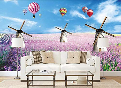 ZXCHEE Fototapete Lavendel Idyllischer Heißluftballon 430x310cm Tapete Kinderzimmer Vliestapete Wohnzimmer Schlafzimmer Wandtapete Deco