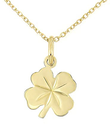 Lucchetta – Cadena con Colgante de Trébol de la Buena Suerte de Oro amarillo 9 quilates – 45 cm – Collar de oro para Mujer – Fabricado en Italia