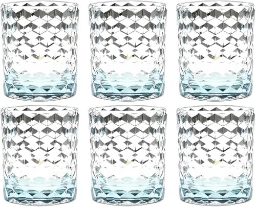 Bicchieri per acqua in plastica Tritan infrangibili che sembrano in vetro Lavabili in lavastoviglie Bicchieri per bevande in plastica per bambini senza BPA 250 ml Confezione da 6 Azzurro