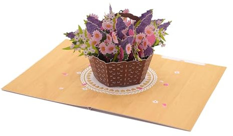 Pop-up-Karte Blumen in einem Korb, 3D-Karte,, Grußkarten, für Mama, Ehefrau, Jubiläum
