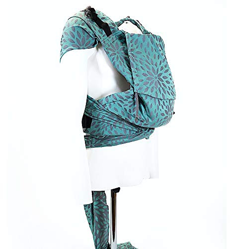 Kaami Buckle Tai | Babytrage | Halfbuckle | 62/68-104/110 cm | Bauchtrage & Rückentrage | ab 2./3. Monat bis Kleinkindalter | Baby Carrier | Flora Celadon