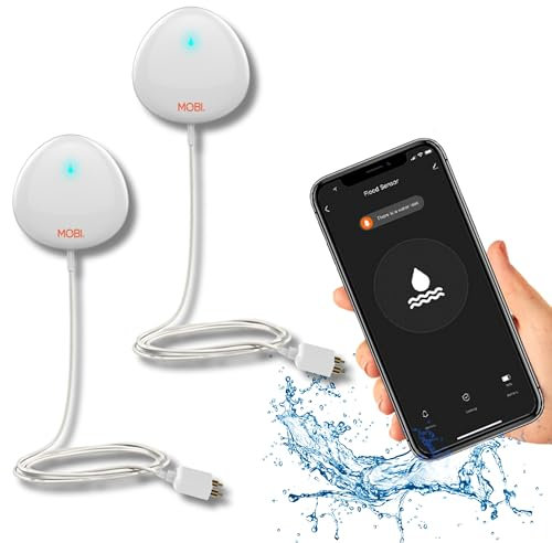 MOBI Smart Home WiFi Water Leak Sensor, Water Sensor, Water Detector Alarm; Water Leak & Flood Detector, Smart Notification App, Expand with Cameras & Smart Home Devices [2-Pack]. Battery Included