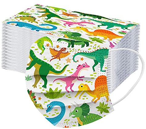 Lulupi 50 Stück Kinder Mundschutz Mundschutzmaske Einweg Mund und Nasenschutz Multifunktionstuch 3D Cartoon Druck Maske Tücher Einmal Mund-Nasen Bedeckung MNS Tiermotiv Halstuch Schals Jungen Mädchen