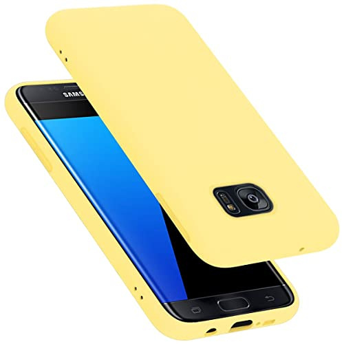 Cadorabo Hülle kompatibel mit Samsung Galaxy S7 Edge Hülle Silikon Handyhülle für Galaxy S7 Edge Case aus flüssigem Silikon- Kratzfeste und stoßfeste dünne TPU Schutzhülle - Liquid GELB
