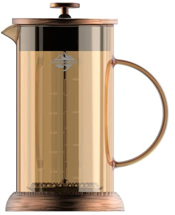 CrossCreek 6237-24203-01A Cafetière à piston en verre borosilicate, sans BPA et cuivre 6237-24203-01A