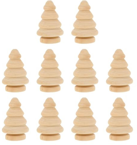 Holzfiguren zum Bemalen Holz Weihnachtsbaum: 10 Stücke Holzkegel Mini Tannenbaum Kleiner Christbaum Basteln Weihnachtsschmuck Kinder Bastelset Weihnachtsdeko Weihnachten Miniatur Deko Ornamente