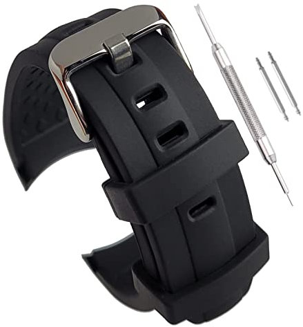 Buckle & Stitch Bracelet de montre en caoutchouc de silicone – Extrémité incurvée de 22 mm – Conçu pour les montres Seiko – Noir, orange, bleu marine, 22mm