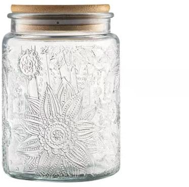 ANSQU Vintage Glass Jar, 23.7 FL OZ Airtight Glass Storage Jar with Bamboo Lid Glass Food Storage Containers for Kitchen Counter, Pantry, Decorative Jar for Coffee, Tea, Sugar, Cookie, Candy