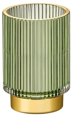LEICURACE Makeup Brush Holder Organizer,Toothbrush Holders,Desk Pen Pencil Holder,Multifunctional Vintage Glass Brush Cup（L/Green/A3-6-US）