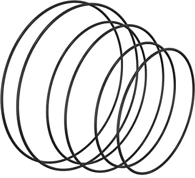 Worown 6 Stück (20, 25 & 30 cm) Metallringe zum Basteln, Schwarz Metallring, Deko Ringe zum aufhängen für die Herstellung von Hochzeitskranzdekor und Wandbehang