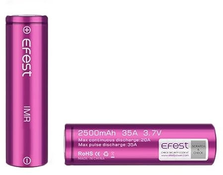 EFEST 2500 35A High Drain Flat Top Batteries (Pack of 2) with Protective Plastic Case for Vaping Mods and Electronics E Cigarettes Vape Kit No Nicotine