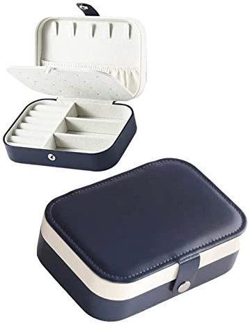 HAPPINNO Schmuck-Organizer-Box, kleines Reise-Schmucketui, doppellagiger Mini-Schmuckhalter für Ringe, Ohrringe, Halsketten, Armbänder, beste Geschenkbox für Mädchen, Ehefrau, Mutter und Frauen