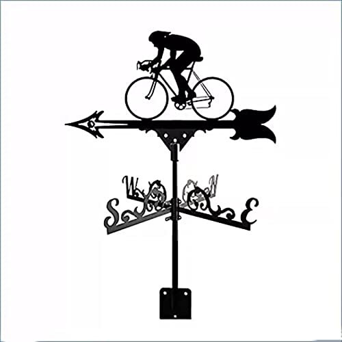 Girouette, Girouette en Fonte avec Indicateur D'Ornement De Vélo Outil De Mesure Professionnel Extérieur pour Toits Girouette Jardin Cour Patio Decor Plug-in,Noir