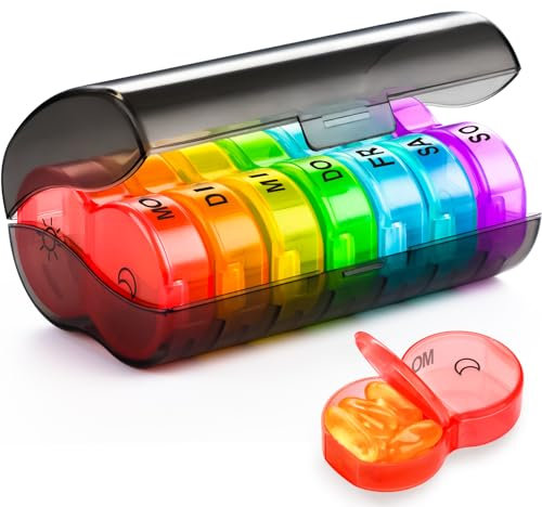 Pilulier Semainier Matin et Soir,Semainier Medicament,Dose 2 Fois par Jour,Boite Medicaments 7 Jours BPA Free,Pour le Stockage d'huile de Poisson,de Capsules,de Vitamines