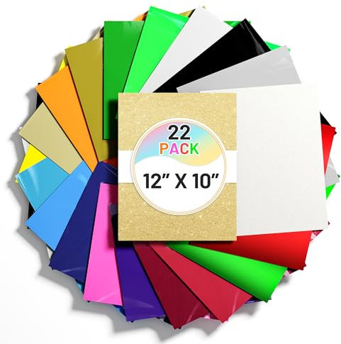JAVIGA Plotterfolie Textil 30.5cm x 25.4cm-Flexfolie Plotterfolie Vinyl 22 Stück, Weiß & Schwarz Bügelfolie für Textilien, Transferfolie zum Aufbügeln T-Shirts & Stoffe (20 Farben)