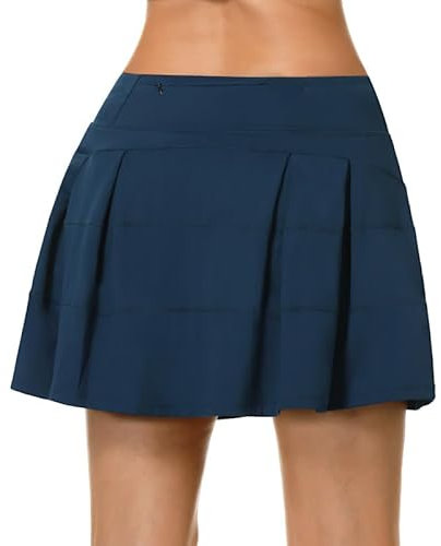 Activewear-Röcke für Damen Tennis Rock Sportrock Mädchen Laufrock mit Hose Leicht Golfrock mit Tasche Marineblau M