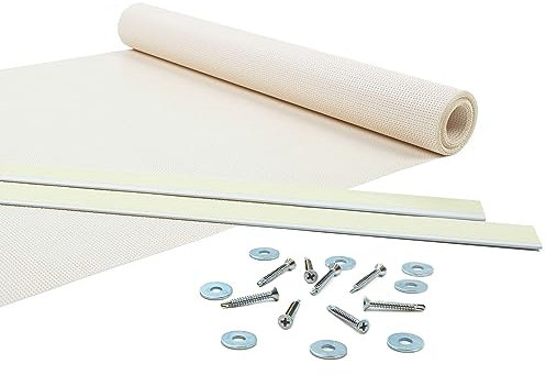 Giuri Tessuti - Fasce in PVC Microforato Mesh per Copertura ad Onda di Gazebo e Pergola - Telo ombreggiante ignifugo (Champagne, 45x550cm)