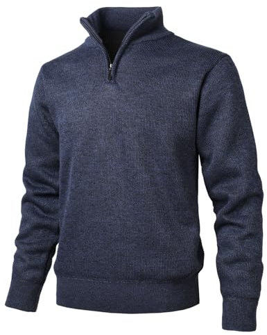 Herothorn Pullover in Pile da Uomo Con Collo Alto e Zip - Felpa in Micropile 1/4 di Zip a Manica Lunga Leggera Lavorata a Maglia - Pullover a Maglia Grossa Ispessita