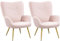 Yaheetech Ohrensessel 2er Set Modern Sessel aus Bouclé-Gewebe Armsessel Lehnsessel Polsterstuhl bis 136 kg Belastbar Rosa