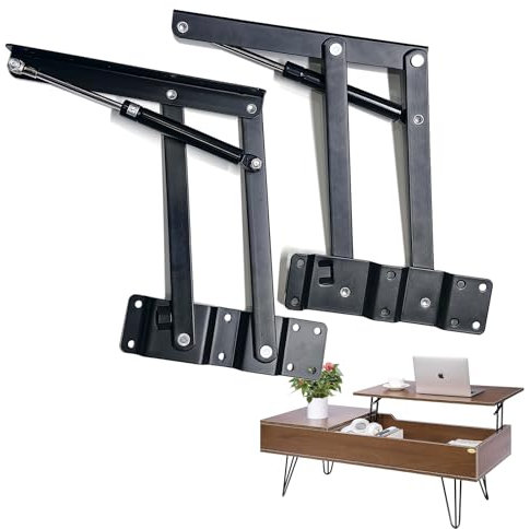 Coffee Table Lift Top Hardware,Coffee Table Lift Mechanism,Lift and Up Hinges,Gas Hydraulic Lift Top Hinges,Cold-Rolled Steel,Used for Coffee Table and Computer Desktop Lifting. (Black)