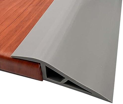 Rubber Threshold Ramp, Threshold Transition Strips, Door Floor Threshold Strips, Wheelchair Ramp Self Adhesive, Non-Slip Edging Trim Strip, for Doorways, Steps, Floor Tile Edge (2cm/Gray 2m)