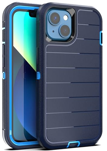 YmhxcY for iphone 14/iphone 13 Case,3-in-1 Super Heavy duty phone protective case/Shock Protection/Dust Proof/Super sturdy, Designed for iphone 14/iphone 13 6.1-Dark Blue